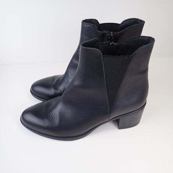 Avellini Leather Ankle Boot Booties Women's Size 37 Chunky Heeled - Picture 1 of 10